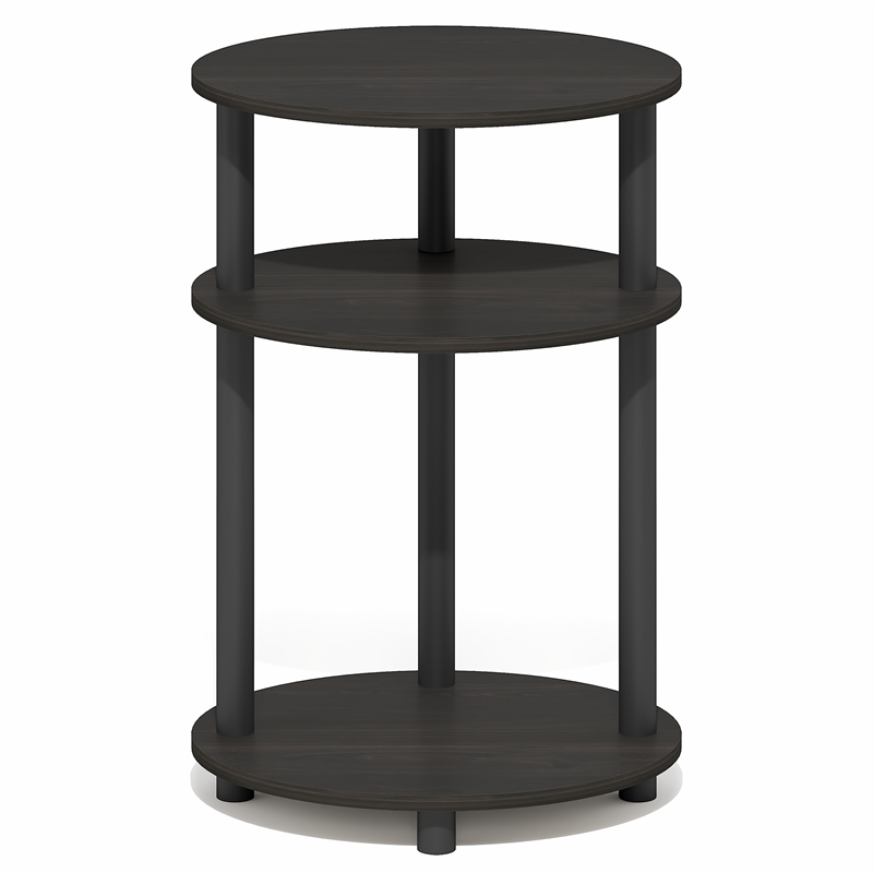 Pemberly Row 3-Tier Oval Toolless Narrow Nightstand Side Table in Espresso