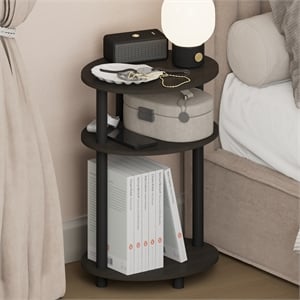 Pemberly Row 3-Tier Oval Toolless Narrow Nightstand Side Table in Espresso