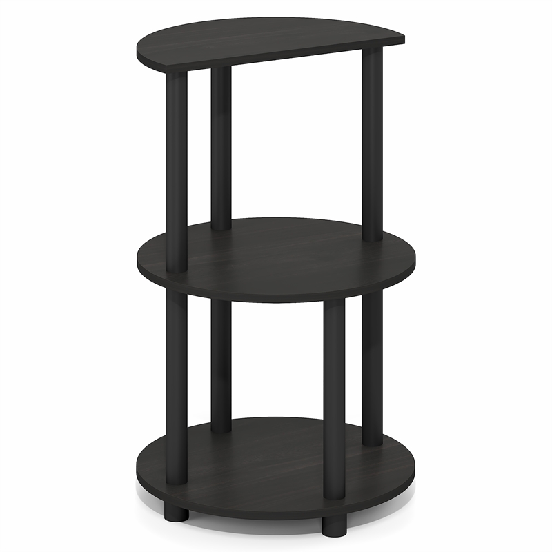 Pemberly Row 3-Tier Half Round Table Top Nightstand End Table in Espresso