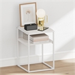 Pemberly Row 2-Tier Stackable Metal Frame Open Nightstand in Solid White