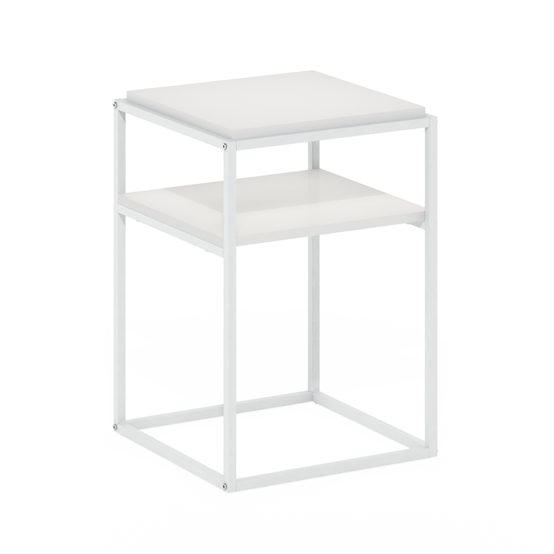 Pemberly Row 2-Tier Stackable Metal Frame Open Nightstand in Solid White
