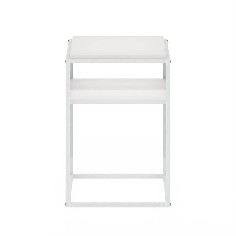 Pemberly Row 2-Tier Stackable Metal Frame Open Nightstand in Solid White