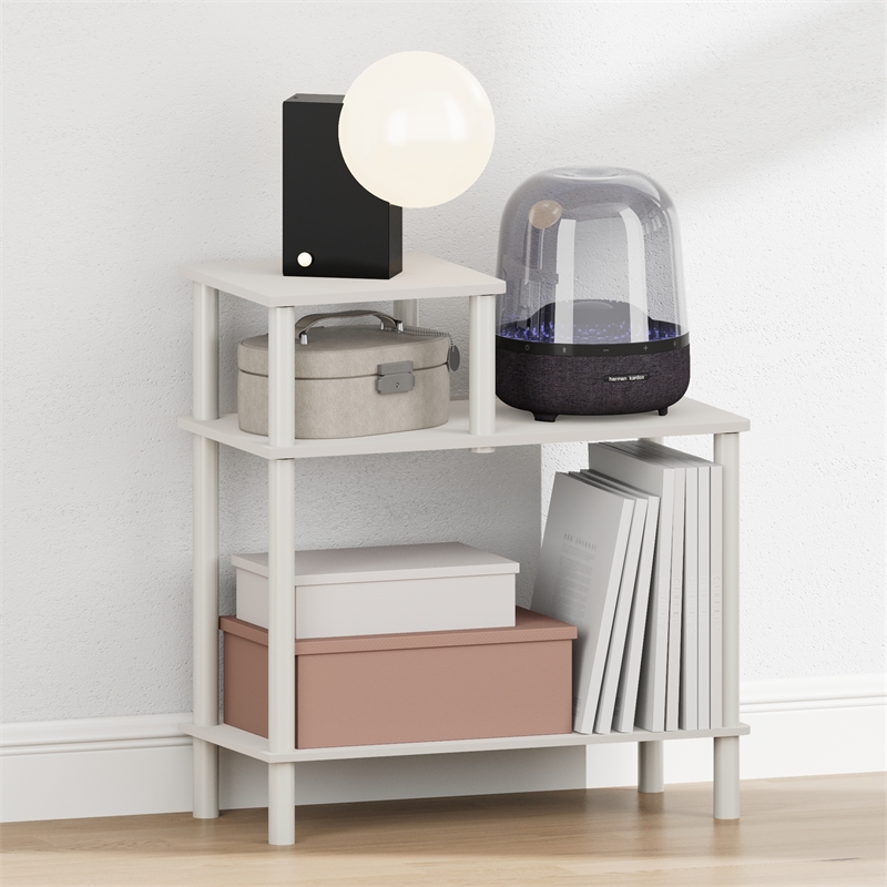 Pemberly Row 3-Tier Open Nightstand Toolless Side Table in White