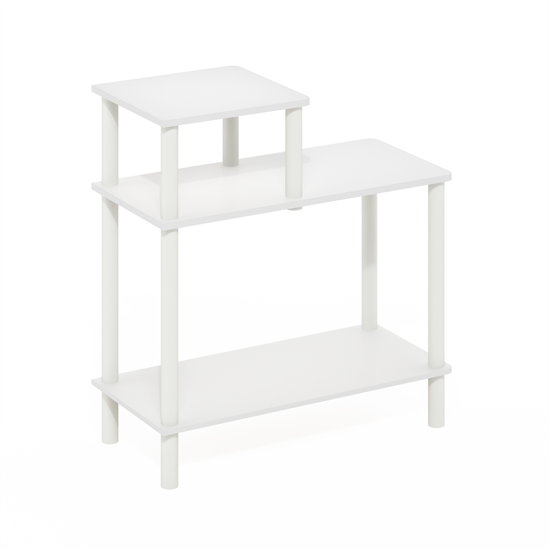 Pemberly Row 3-Tier Open Nightstand Toolless Side Table in White