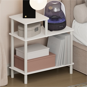 Pemberly Row 3-Tier Open Nightstand Toolless Side Table in White