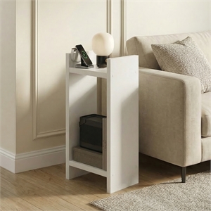 Pemberly Row 2-Tier T Open End Table 1.2-Inch Extra Thick Frame in White