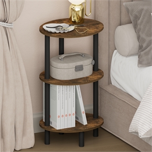 Pemberly Row 3-Tier Toolless Oval Nightstand Side Table in Amber Pine