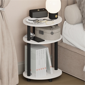 Pemberly Row 3-Tier Oval Toolless Narrow Nightstand Side Table in White