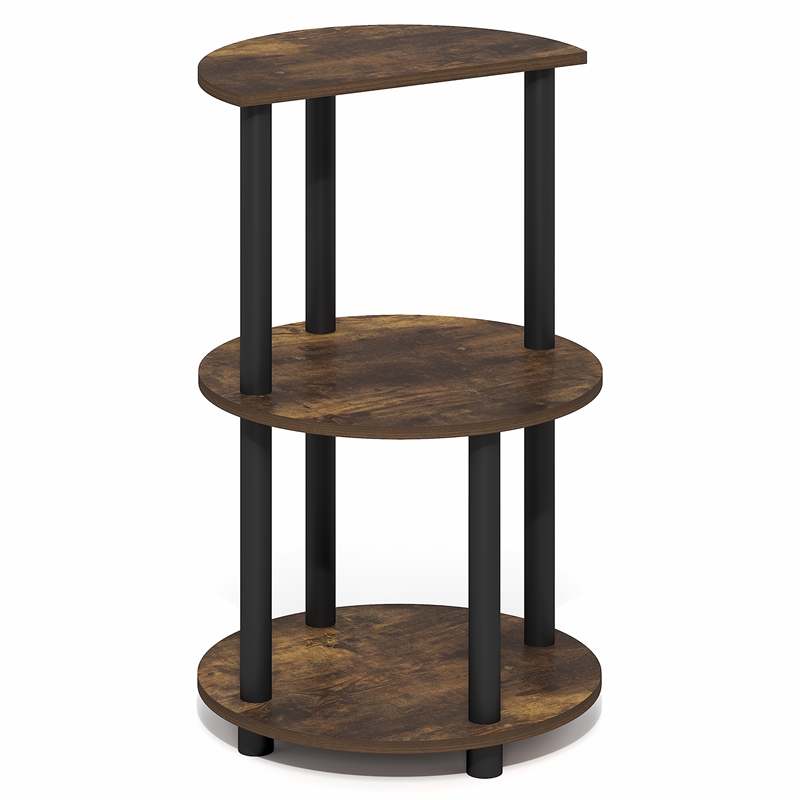 Pemberly Row 3-Tier Half Round Table Top Nightstand End Table in Amber Pine