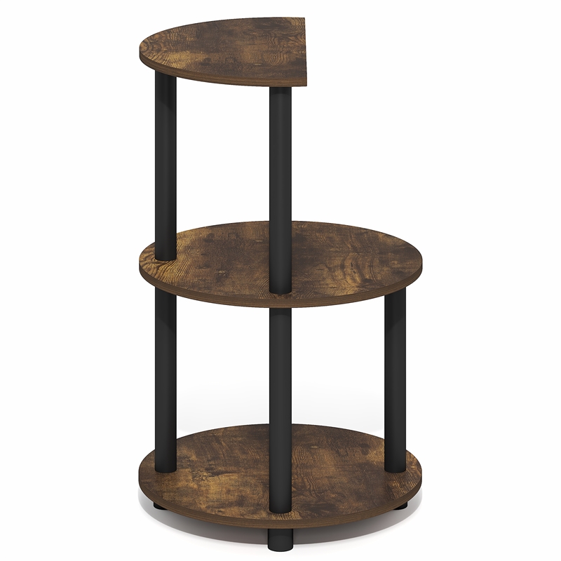 Pemberly Row 3-Tier Half Round Table Top Nightstand End Table in Amber Pine