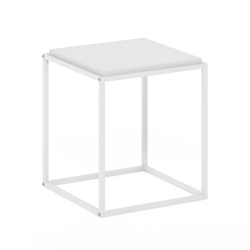 Pemberly Row 1-Tier Stackable Metal Frame Nightstand End Table in Solid White