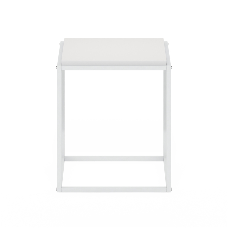 Pemberly Row 1-Tier Stackable Metal Frame Nightstand End Table in Solid White