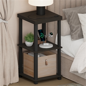 Pemberly Row 3-Tier Thick Tabletop Toolless Open Nightstand in Espresso
