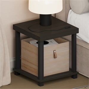 Pemberly Row 2-Tier Thick Tabletop Toolless Open Nightstand in Espresso