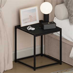 Pemberly Row Metal Frame Nightstand Toolless Side Table in Americano