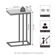 Pemberly Row C-shape Metal Frame Nightstand Side Table in Columbia Walnut