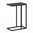 Pemberly Row C-shape Metal Frame Nightstand Side Table in Columbia Walnut