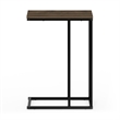 Pemberly Row C-shape Metal Frame Nightstand Side Table in Columbia Walnut