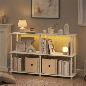 Pemberly Row 3-Tier 47.4 Wide LED Lights Toolless Corner Shelf in White