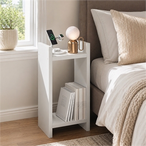 Pemberly Row 2-Tier Open Bedside Table 1.2-Inch Extra Thick Frame in White