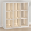 Pemberly Row LED Lights 9-Cube Reversible Extra Thick Frame Bookcase in White