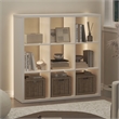Pemberly Row LED Lights 9-Cube Reversible Extra Thick Frame Bookcase in White