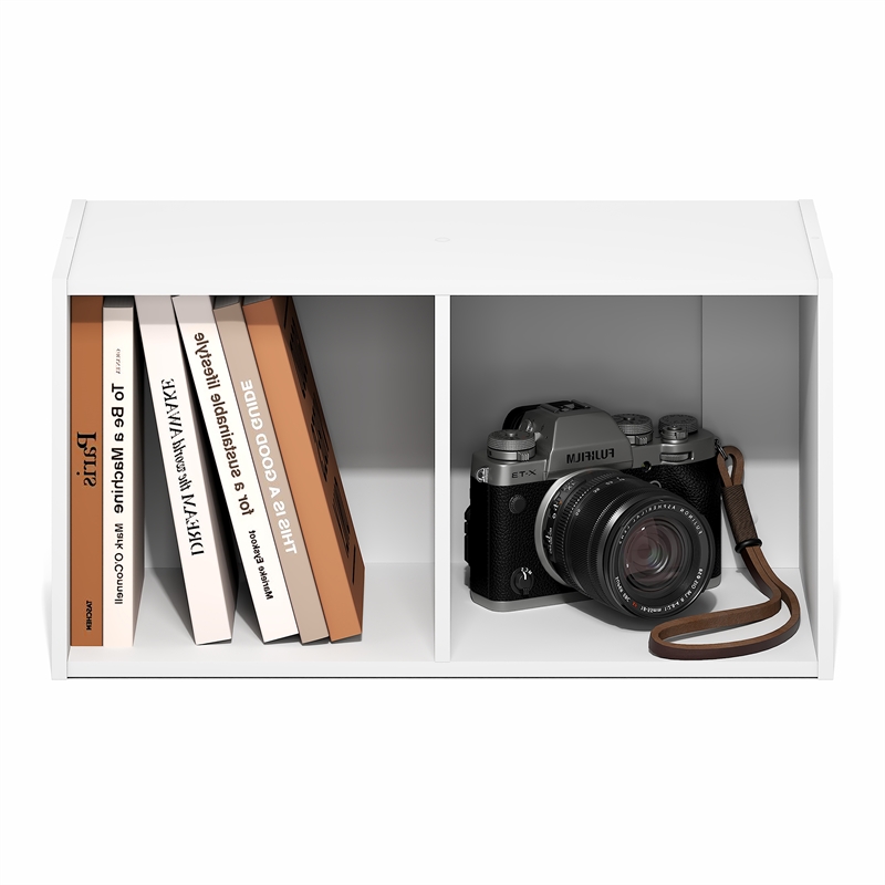 Pemberly Row 2-Cube Floating Shelves Standing Bookshelf in White
