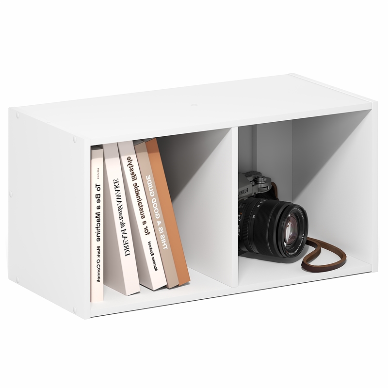 Pemberly Row 2-Cube Floating Shelves Standing Bookshelf in White