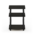 Pemberly Row 3-Tier Open Shelf Nightstand with Classic Tube in Espresso