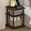 Pemberly Row 3-Tier Open Shelf Nightstand with Classic Tube in Espresso