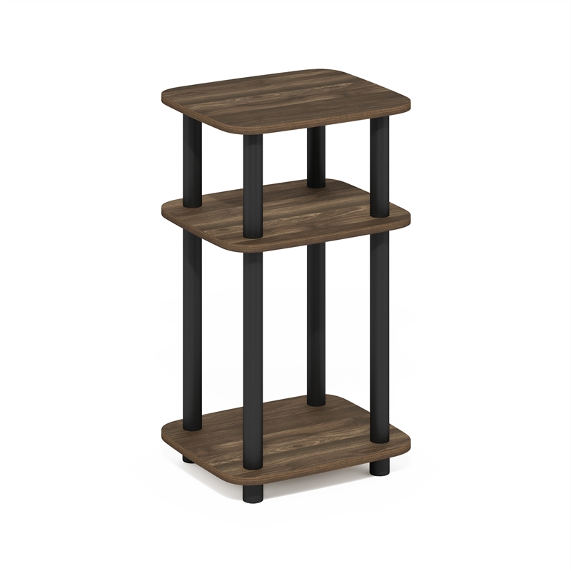 Pemberly Row 3-Tier Turn-N-Tube Nightstand Round Curve Corner in Columbia Walnut