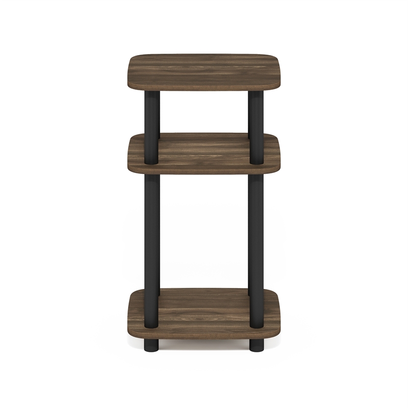 Pemberly Row 3-Tier Turn-N-Tube Nightstand Round Curve Corner in Columbia Walnut