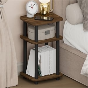 Pemberly Row 3-Tier Turn-N-Tube Nightstand Round Curve Corner in Columbia Walnut