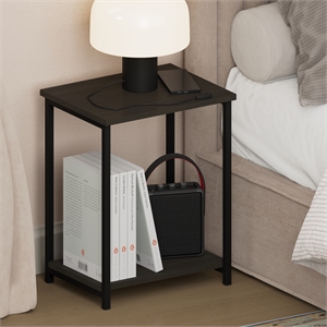 Pemberly Row 2-Tier Metal Frame Open Nightstand End Table in Espresso