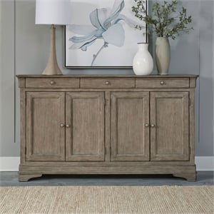 Pemberly Row Hall Buffet with Felt Lined Drawers in Sandy Taupe