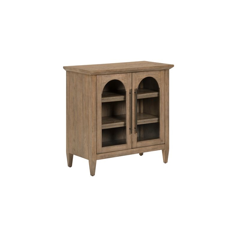 Pemberly Row 2 Door Accent Cabinet with Glass Doors and Archway in Brown