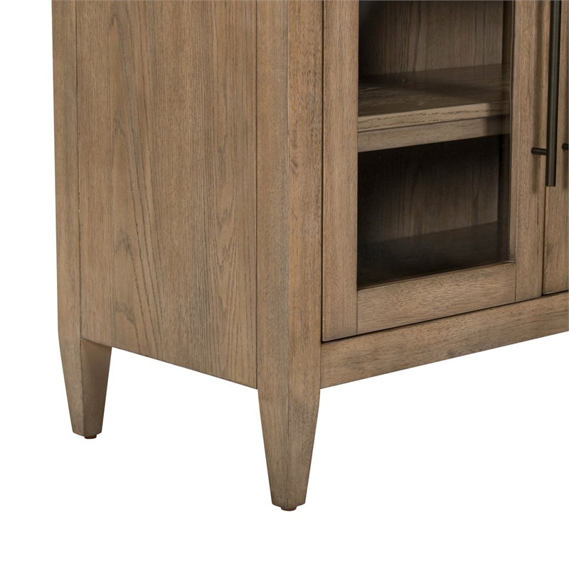 Pemberly Row 2 Door Accent Cabinet with Glass Doors and Archway in Brown