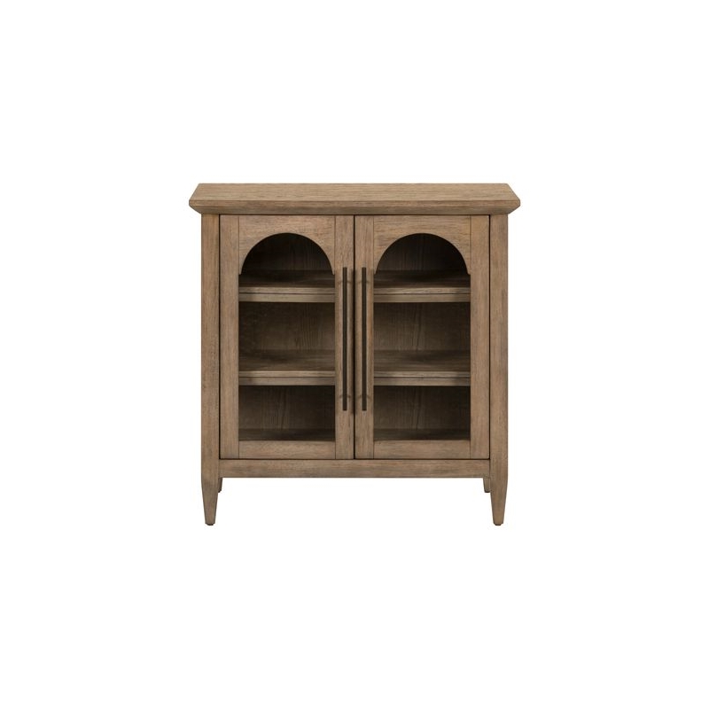 Pemberly Row 2 Door Accent Cabinet with Glass Doors and Archway in Brown