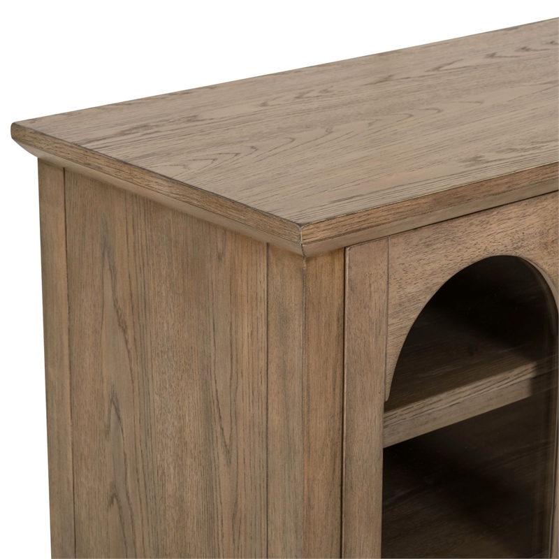 Pemberly Row 2 Door Accent Cabinet with Glass Doors and Archway in Brown