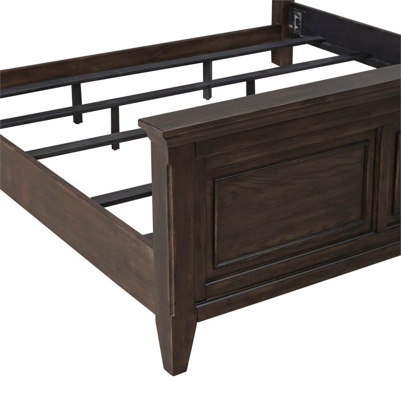 Pemberly Row California King Upholstered Panel Bed with Arched Crown in Brown