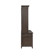 Pemberly Row Credenza and Hutch Home Office Desk Set with Lighting in Brown