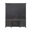 Pemberly Row Credenza and Hutch Home Office Desk Set with Lighting in Brown