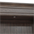 Pemberly Row Credenza and Hutch Home Office Desk Set with Lighting in Brown