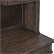 Pemberly Row Credenza and Hutch Home Office Desk Set with Lighting in Brown