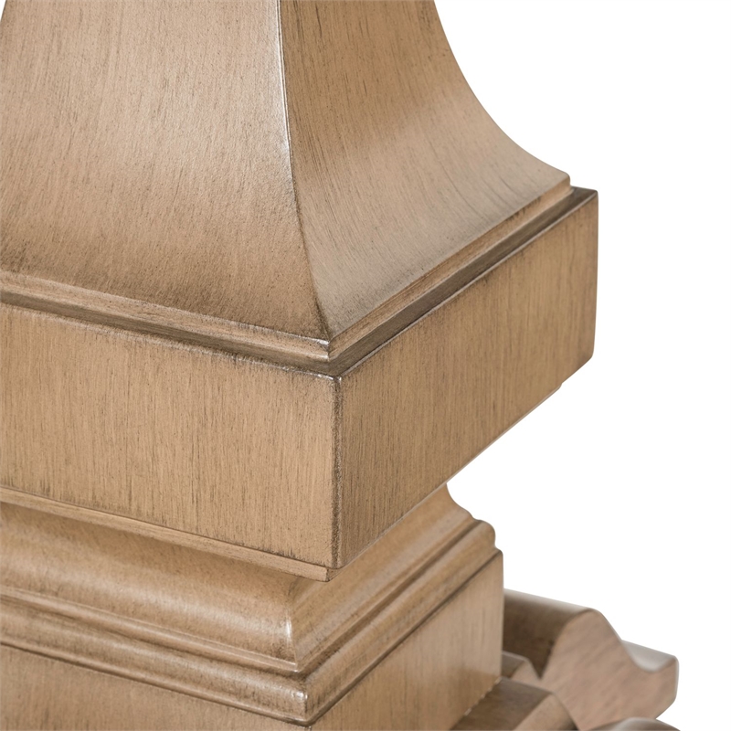 Pemberly Row Round End Table with Column Pedestal Base in Brown