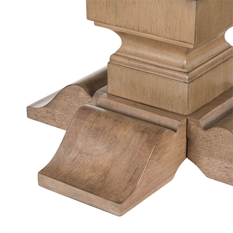 Pemberly Row Round End Table with Column Pedestal Base in Brown