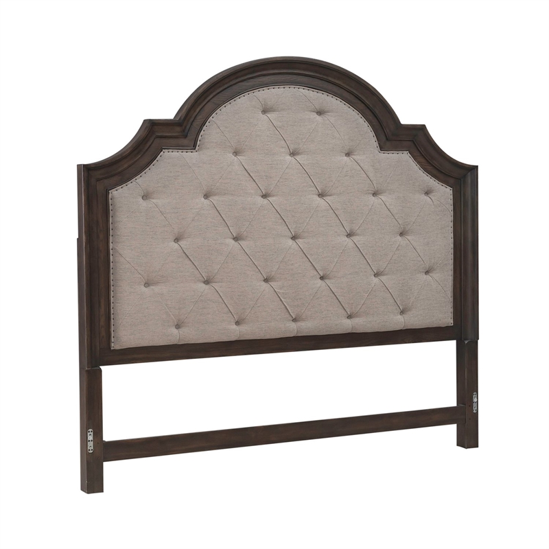 Pemberly Row King Upholstered Arched Panel Headboard in Brown