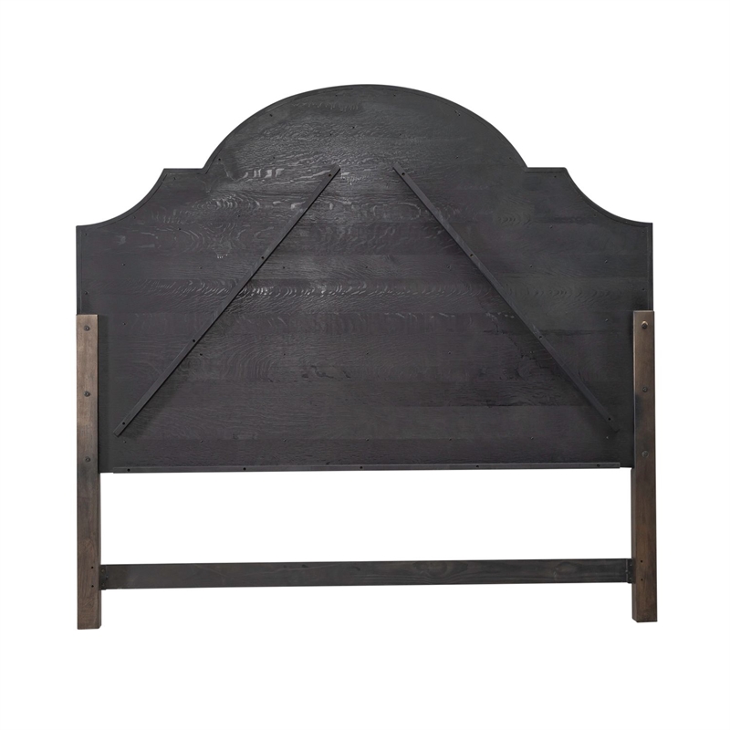 Pemberly Row King Upholstered Arched Panel Headboard in Brown