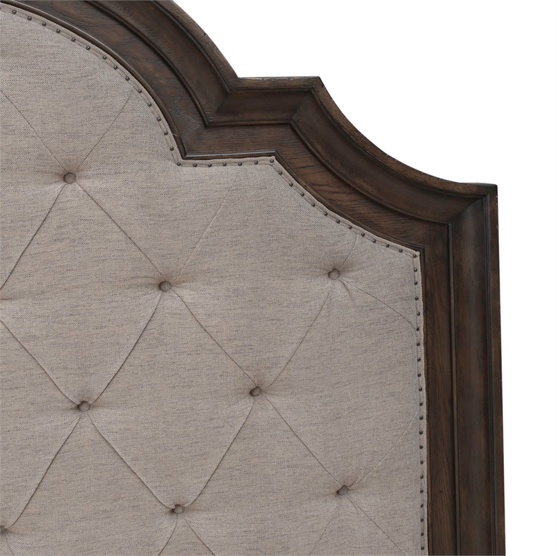 Pemberly Row King Upholstered Arched Panel Headboard in Brown