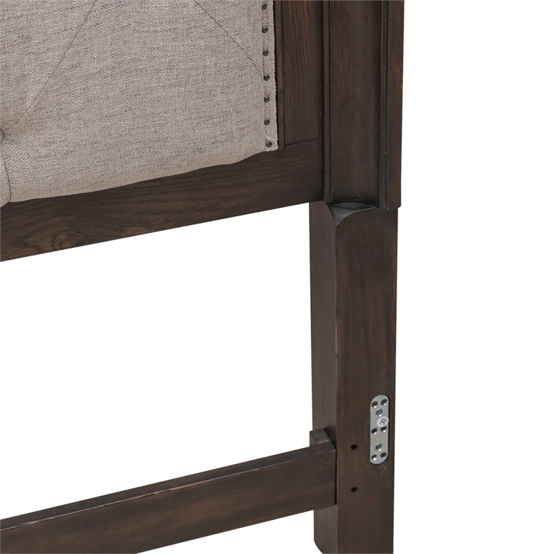 Pemberly Row King Upholstered Arched Panel Headboard in Brown